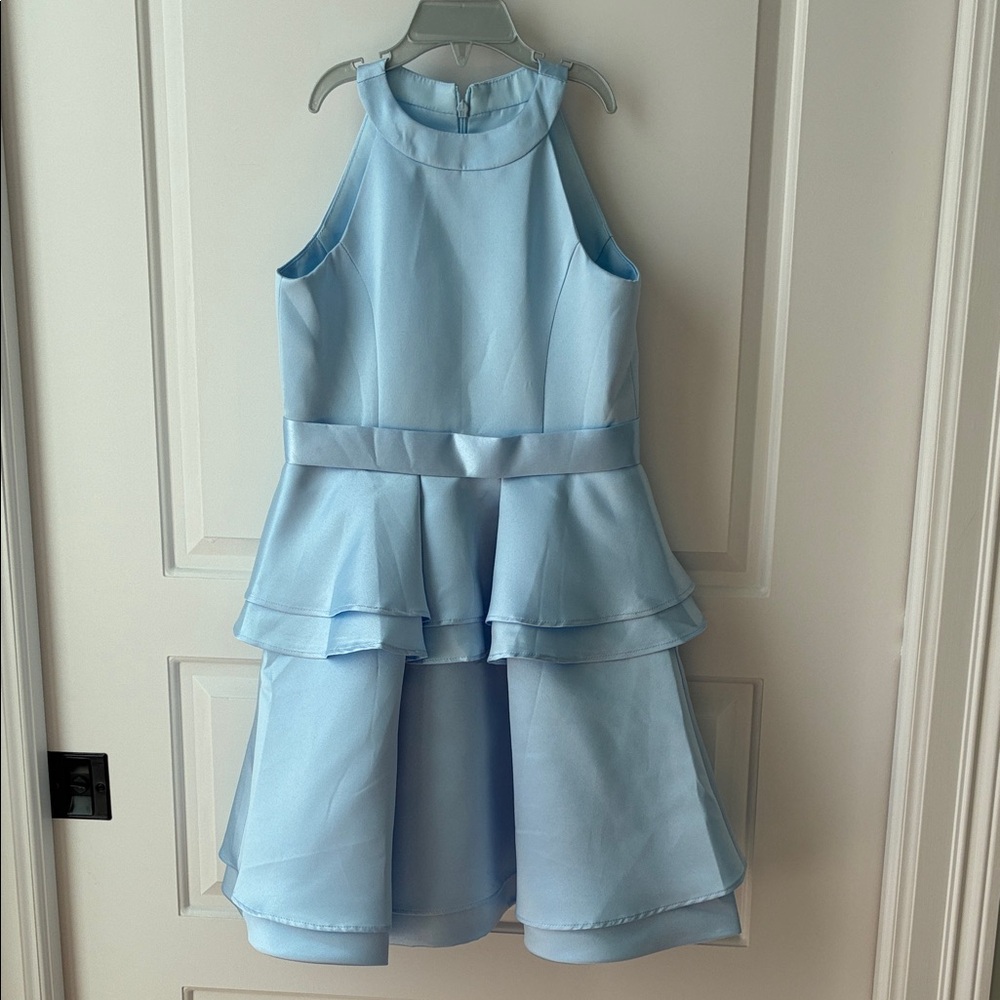 BXZ Girls Blue Satiny Special Occasion Dress -Size 10